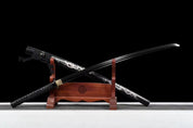 Voll Schwarz Katana – Sammlerstück: detailreicher Katana im japanischen Stil