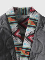 Amerikanisches Muster Reversible Hanten – Detail: lange Ärmel, Kimono japanischen Stil