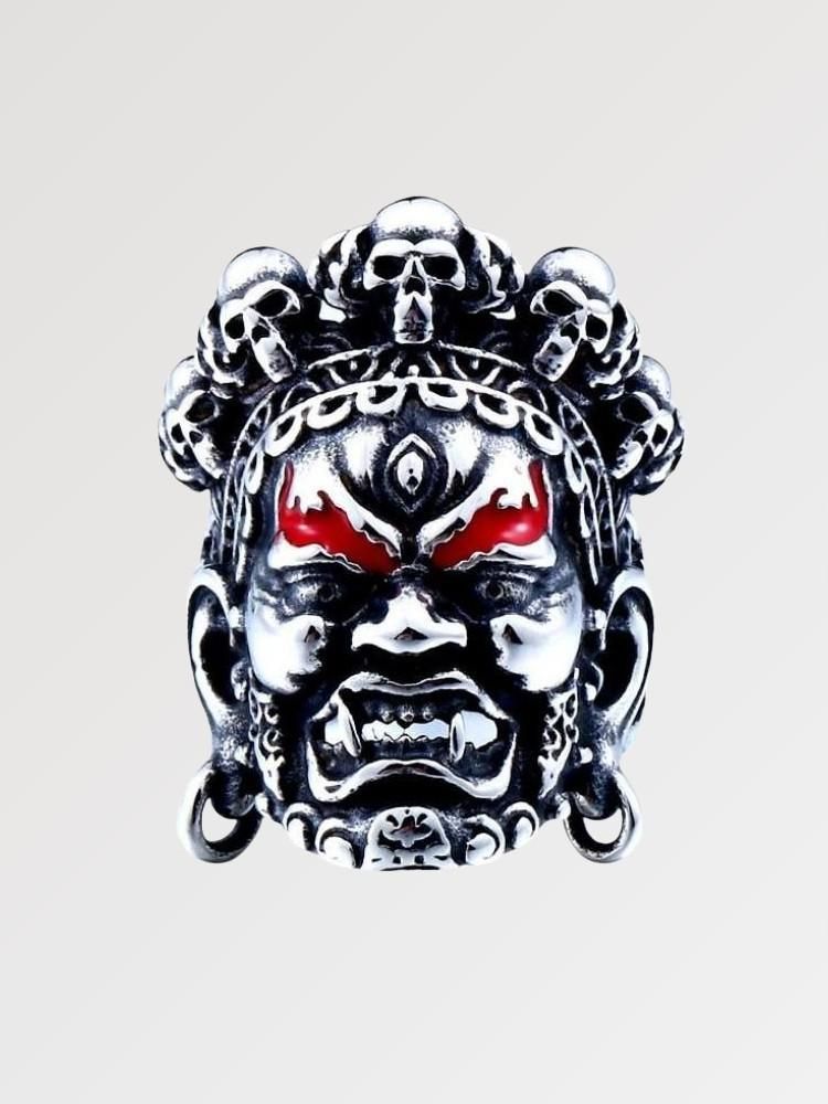 Glänzender Hindu-Stahlring – Ring im japanischen Stil für Herren und Damen