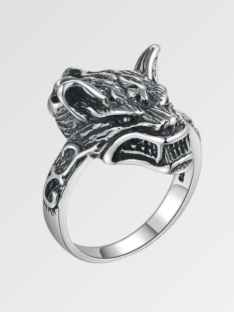 Silberner Wolfsring 'Matsue' – Ring im japanischen Stil für Herren und Damen