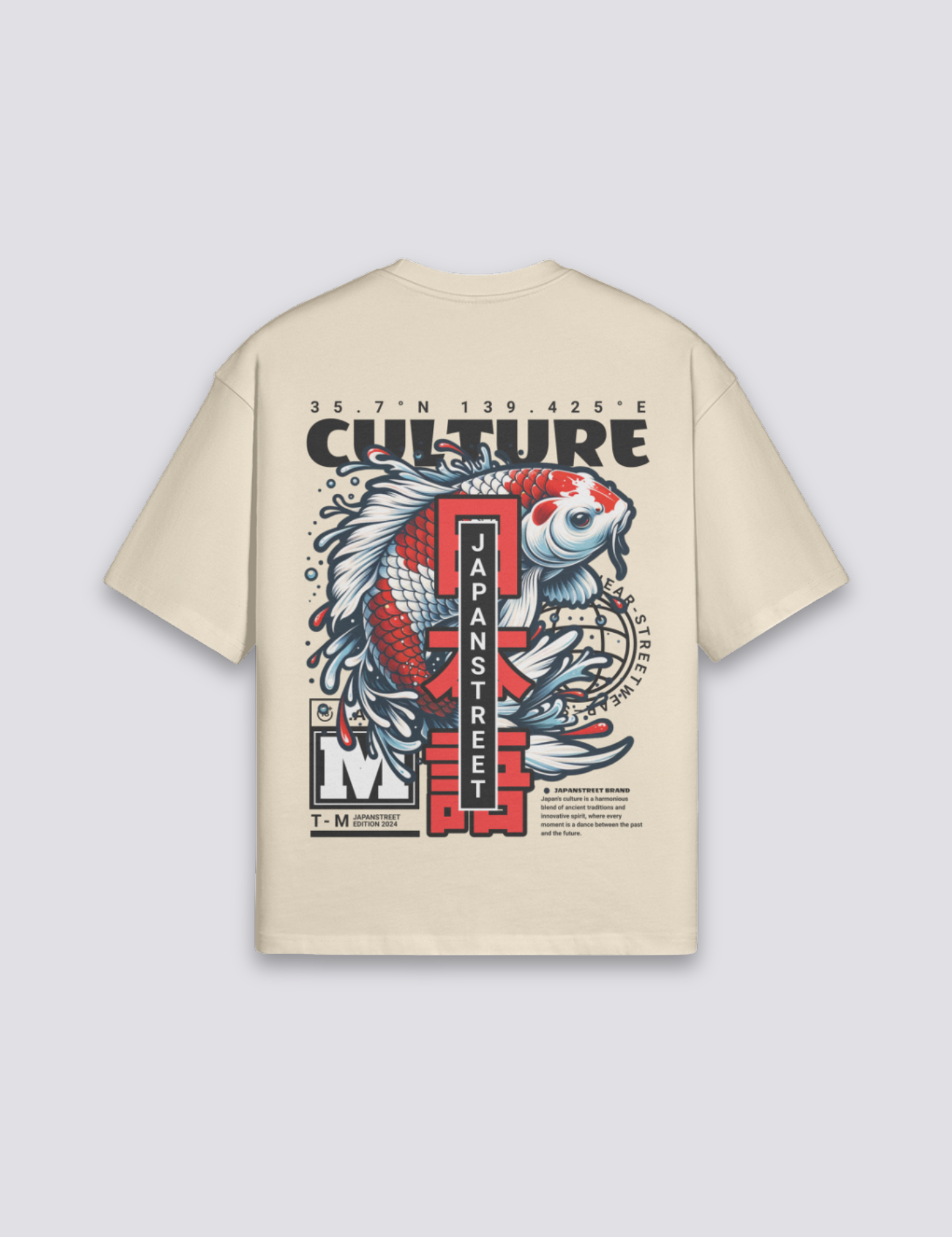 T-Shirt aus japanischer Baumwolle – Oversize, T-Shirt im japanischen Design