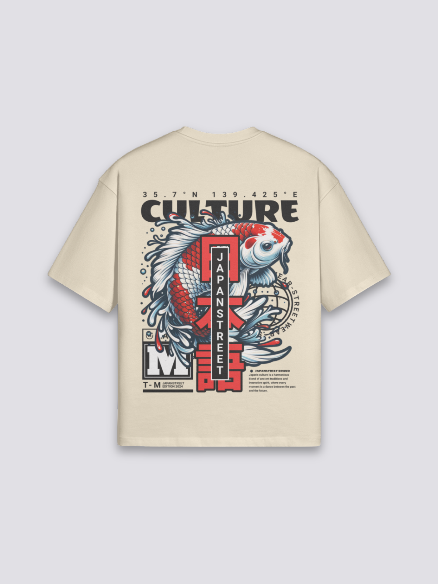 T-Shirt aus japanischer Baumwolle – Oversize, T-Shirt im japanischen Design