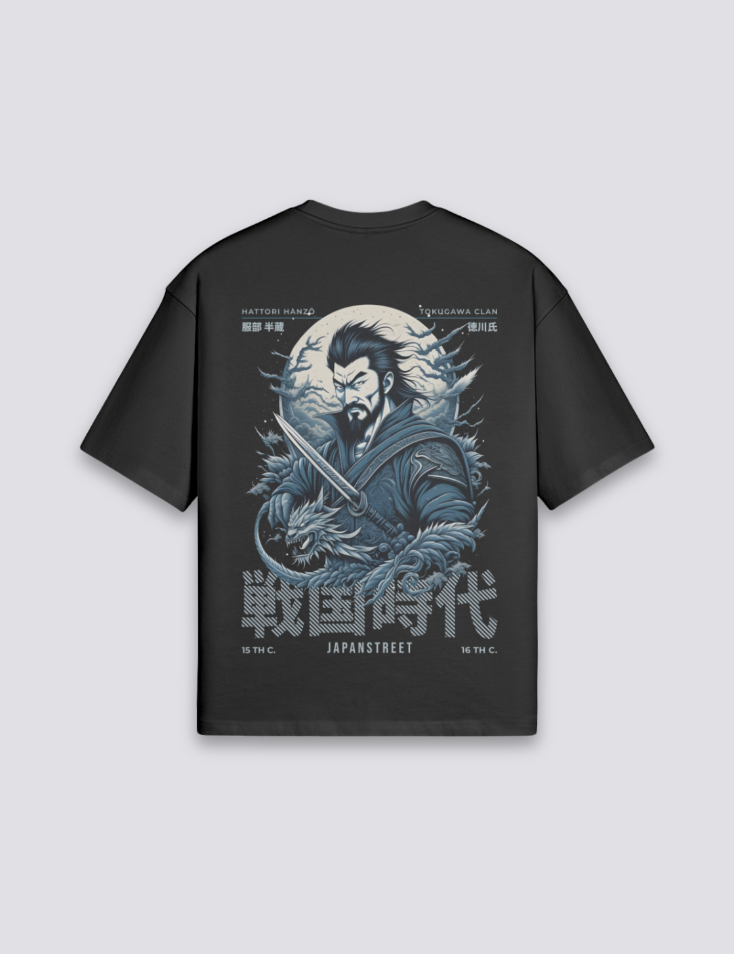 T-Shirt mit japanischer Schrift – Oversize, T-Shirt im japanischen Design