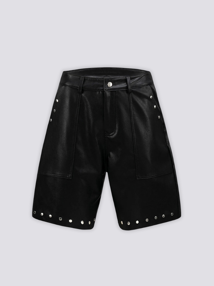 Schwarze Ledershorts – Shorts im Streetwear-Stil für Herren und Damen