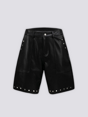 Schwarze Ledershorts – Shorts im Streetwear-Stil für Herren und Damen