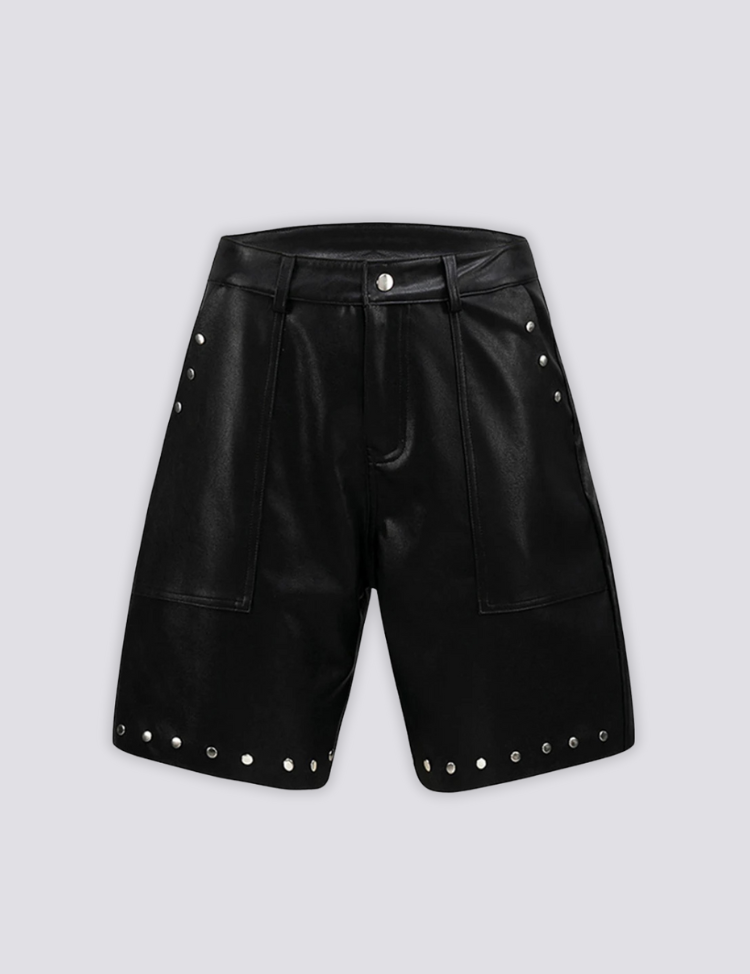 Schwarze Ledershorts – Shorts im Streetwear-Stil für Herren und Damen