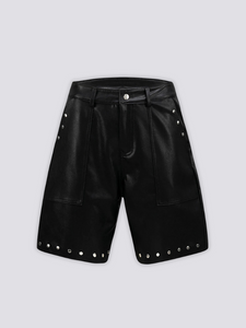 Schwarze Ledershorts - レザー