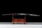 Voll Schwarz Katana – Nahaufnahme Katana mit japanischem Motiv