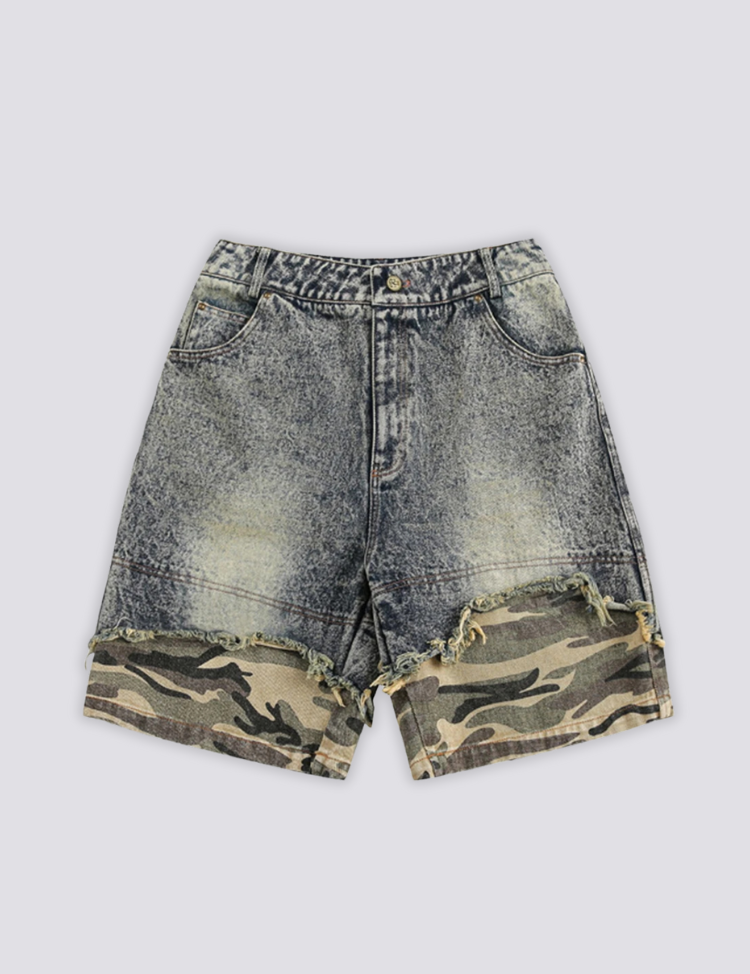 Camo Denim Shorts – Shorts im Streetwear-Stil für Herren und Damen