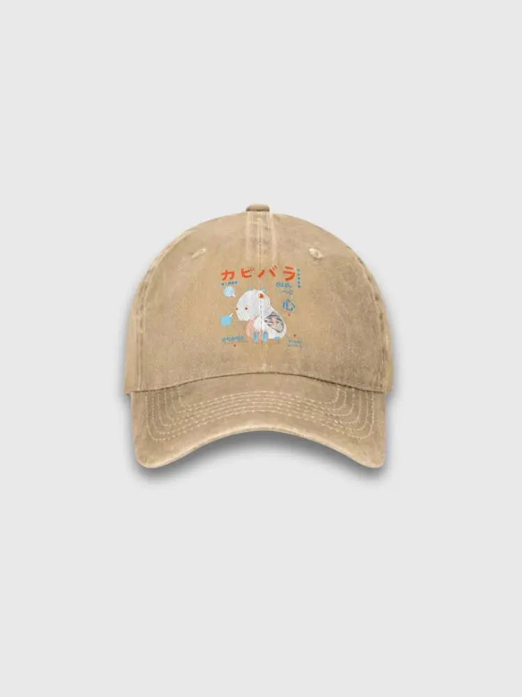 Capybara Japanische Cap – bestickt, Baseball Cap im japanischen Design