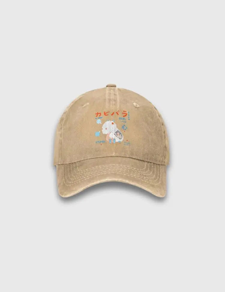 Capybara Japanische Cap – bestickt, Baseball Cap im japanischen Design
