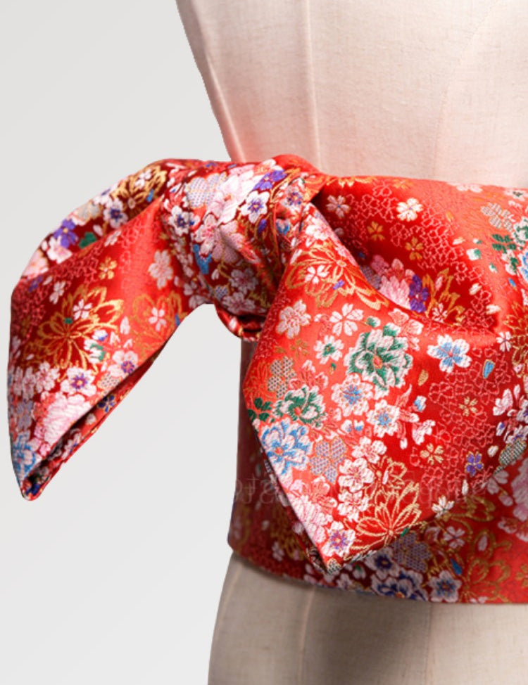 Roter Obi-Gürtel 'Shôchikubai' – traditionelles Accessoire im traditionellen japanischen Stil für Unisex