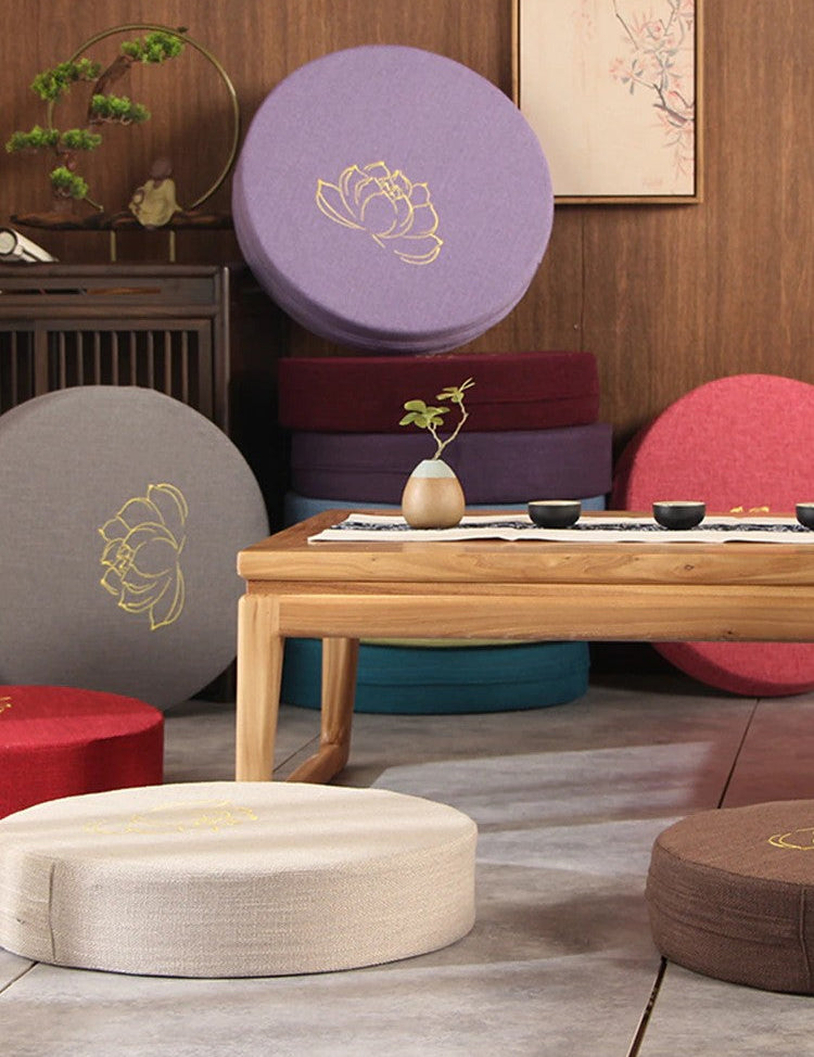 Rundes japanisches Kissen 'Yehuga' – Zabuton, Kissen im japanischen Design