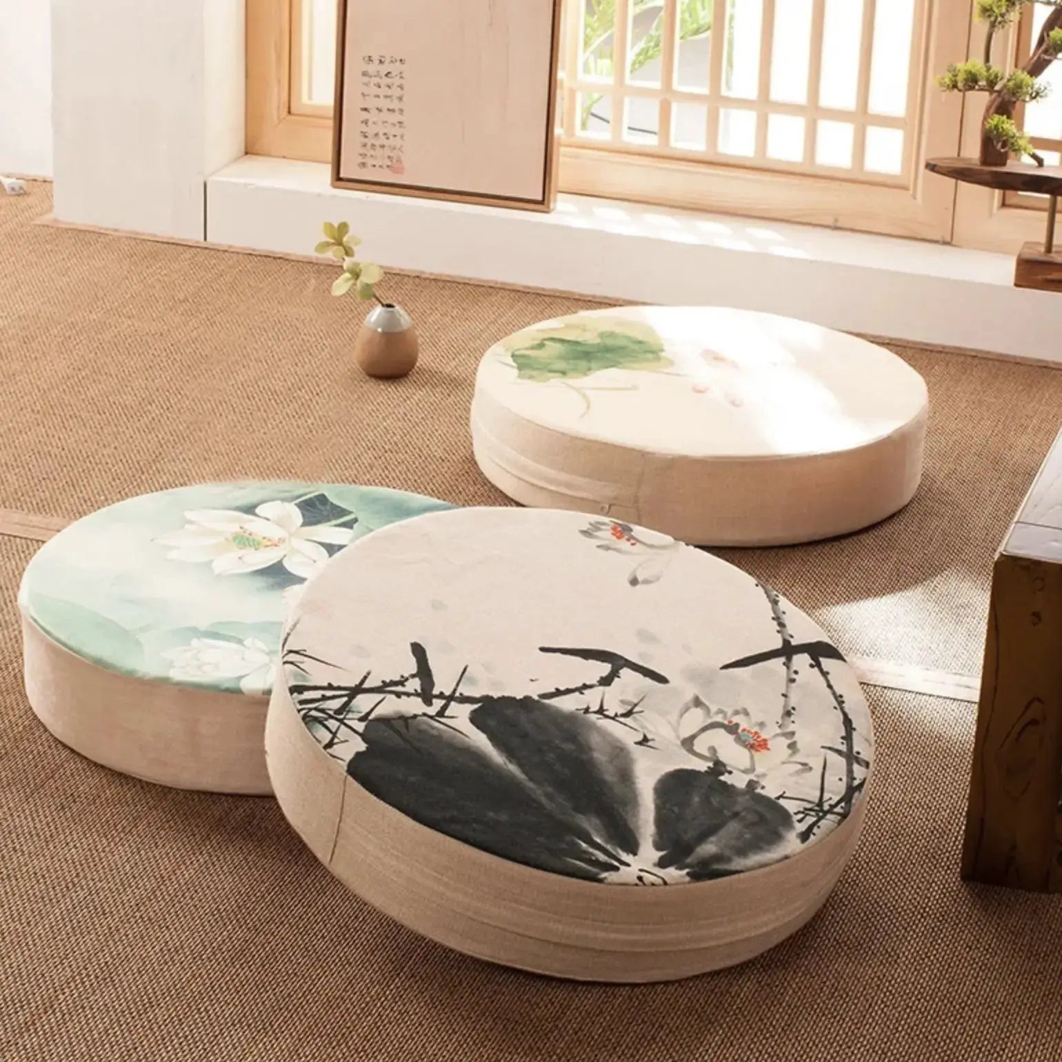 Japanisches Blumenkissen 'Narashino' – Kissen für Sofa und Stuhl, Premium-Qualität