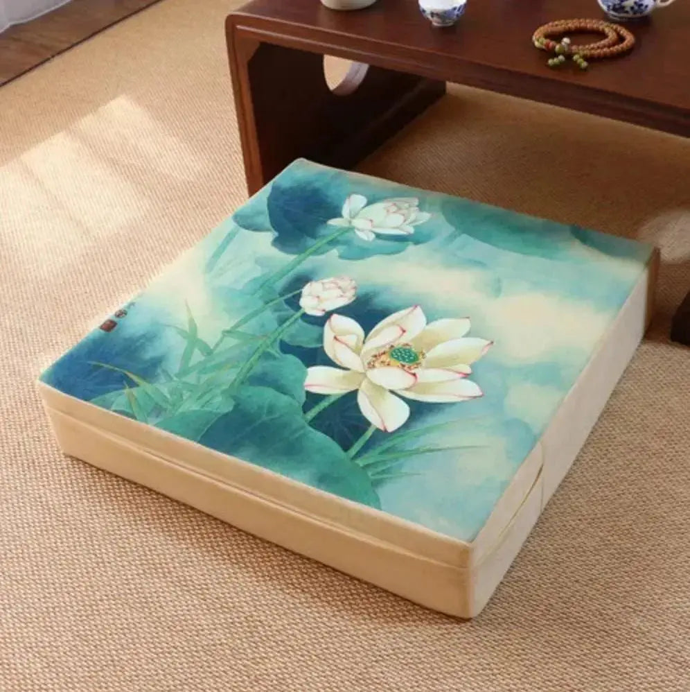 Japanisches quadratisches Blumenkissen 'Ogaki' – dekorativ, Dekokissen im japanischen Design