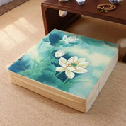 Japanisches quadratisches Blumenkissen 'Ogaki' – dekorativ, Dekokissen im japanischen Design