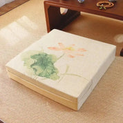 Japanisches quadratisches Blumenkissen 'Ogaki' – Detail: weich, Dekokissen japanischen Stil