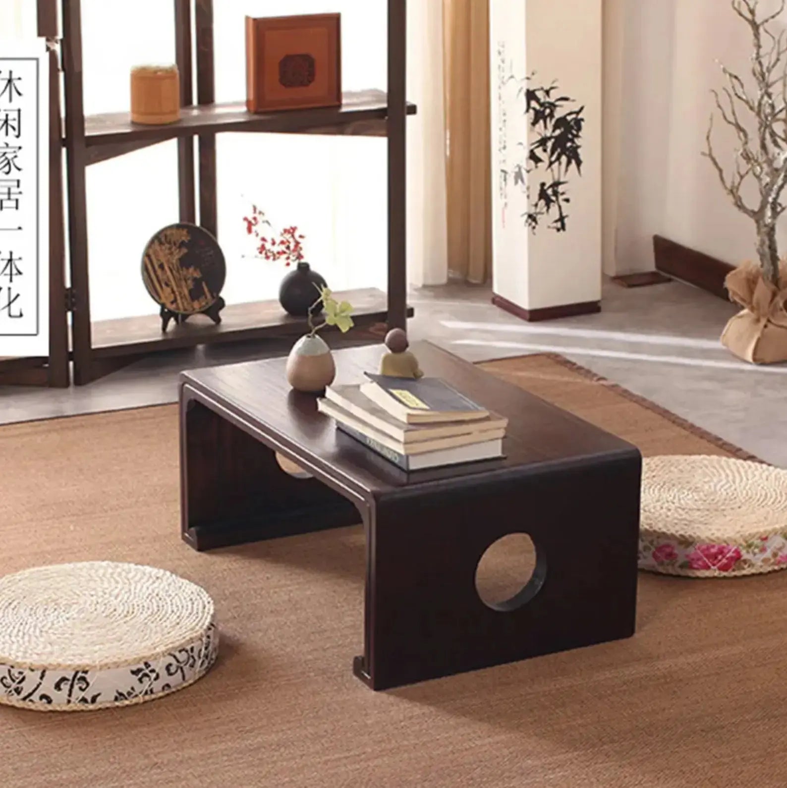Japanisches Stroh-Bodenkissen 'Anjo' – Detail: bequem, Kissen japanischen Stil