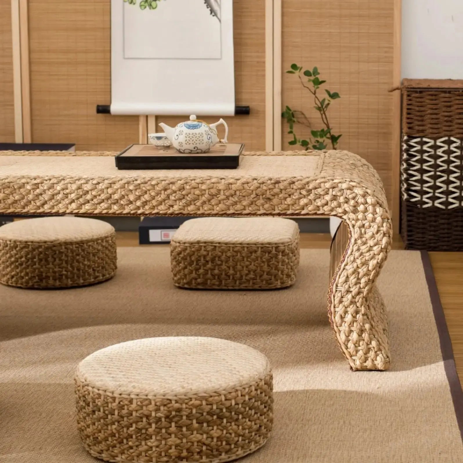 Japanisches Rattankissen 'Yachiyo' – Kissen für Sofa und Stuhl, Premium-Qualität