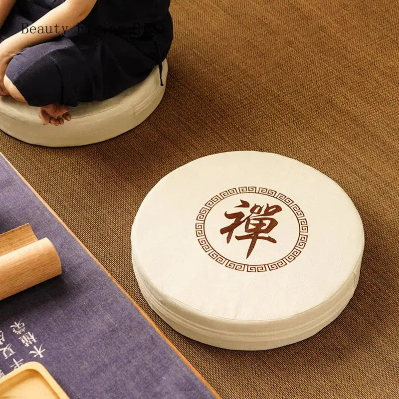 Rundes japanisches Meditationskissen 'Shusu' – Zabuton, Kissen im japanischen Design