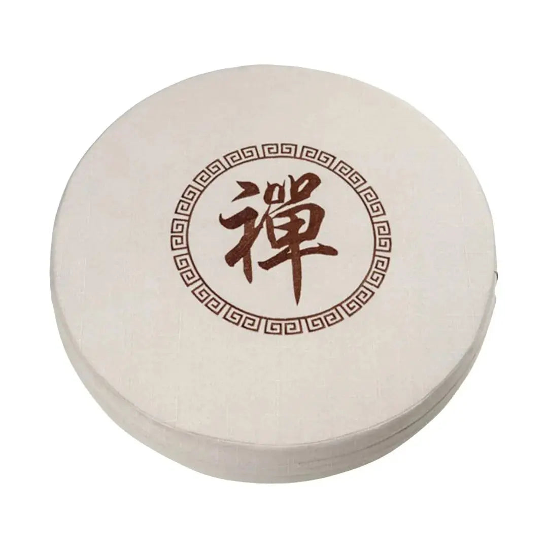 Rundes japanisches Meditationskissen 'Shusu' – dekorativ: detailreicher Kissen im japanischen Stil