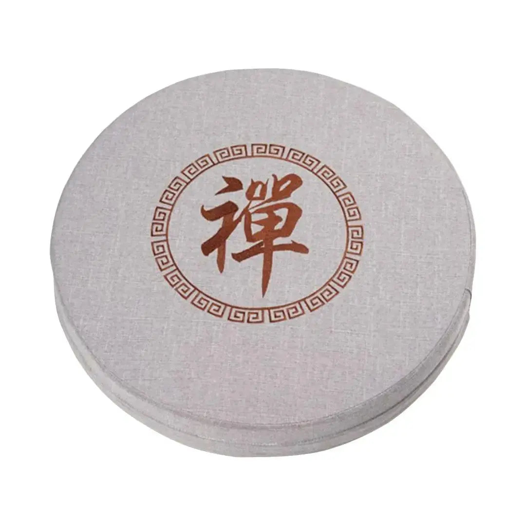 Rundes japanisches Meditationskissen 'Shusu' – Nahaufnahme Kissen mit japanischem Motiv
