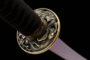 Lila Klinge Katana – Close-up mit Premium-Verarbeitung