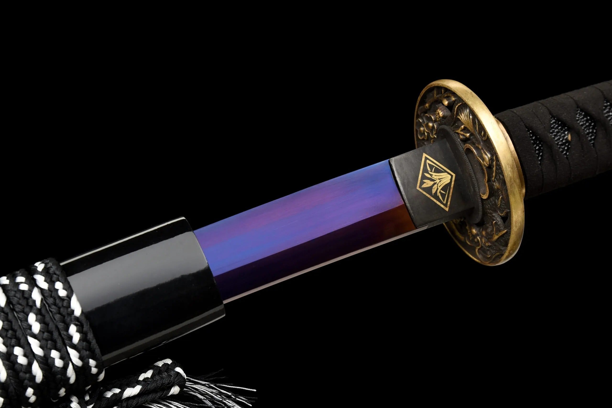 Lila Klinge Katana – Frontansicht Katana für Sammler und Dekoration