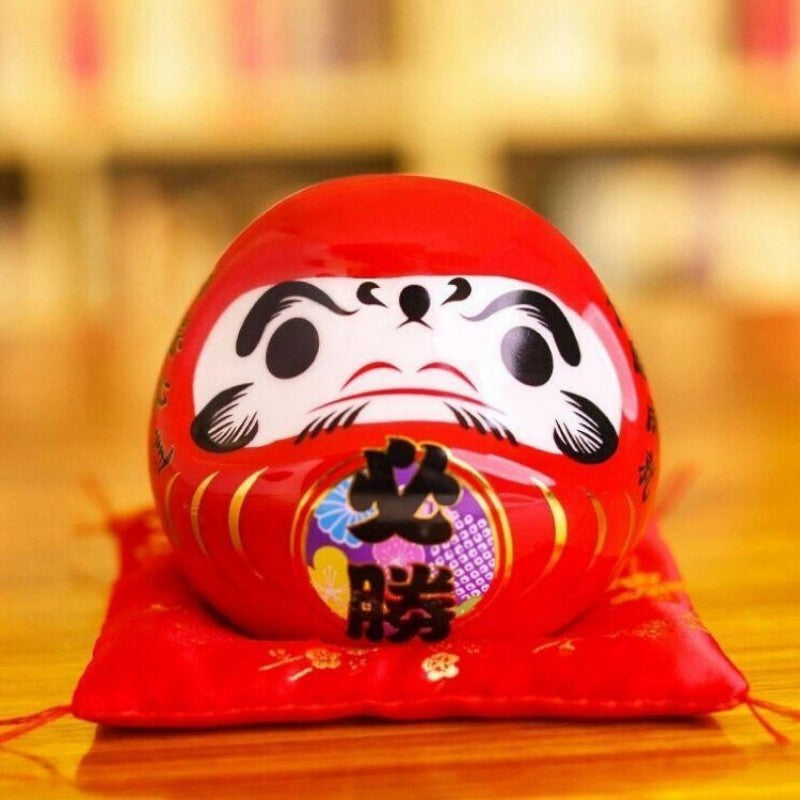 Daruma Spardose Rot 'Sieg' Kanji Hisshō – Ansicht 3