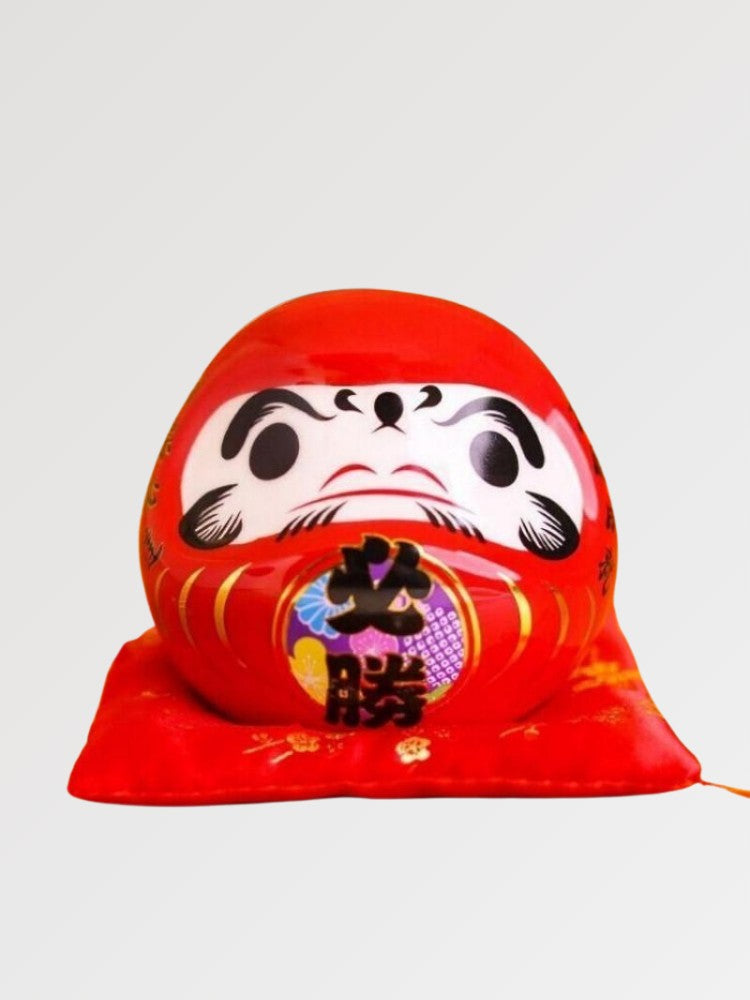 Daruma Spardose Rot 'Sieg' Kanji Hisshō