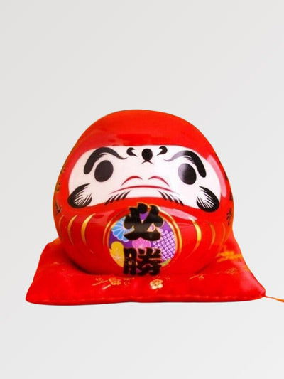 Daruma Spardose Rot 'Sieg' Kanji Hisshō