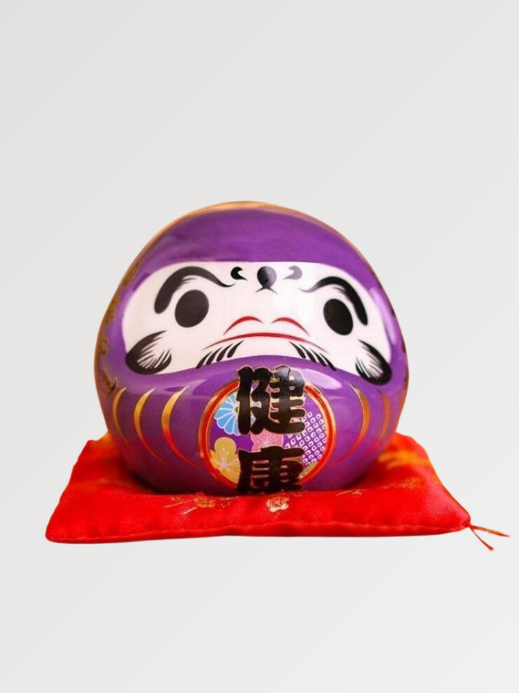 Daruma Spardose Violett 'Gesundheit' Kanji Kenkō – Ansicht 2