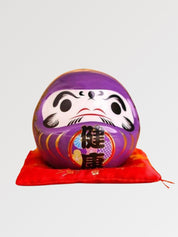 Daruma Spardose Violett 'Gesundheit' Kanji Kenkō