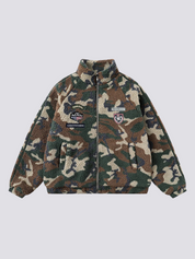 Camouflage Fleece Jacke – Oversize, Sweatshirt im japanischen Design