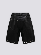 Schwarze Ledershorts – kurz, Shorts im japanischen Design