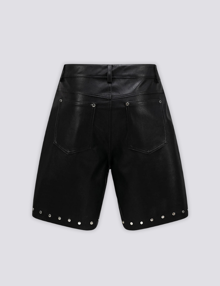 Schwarze Ledershorts – kurz, Shorts im japanischen Design