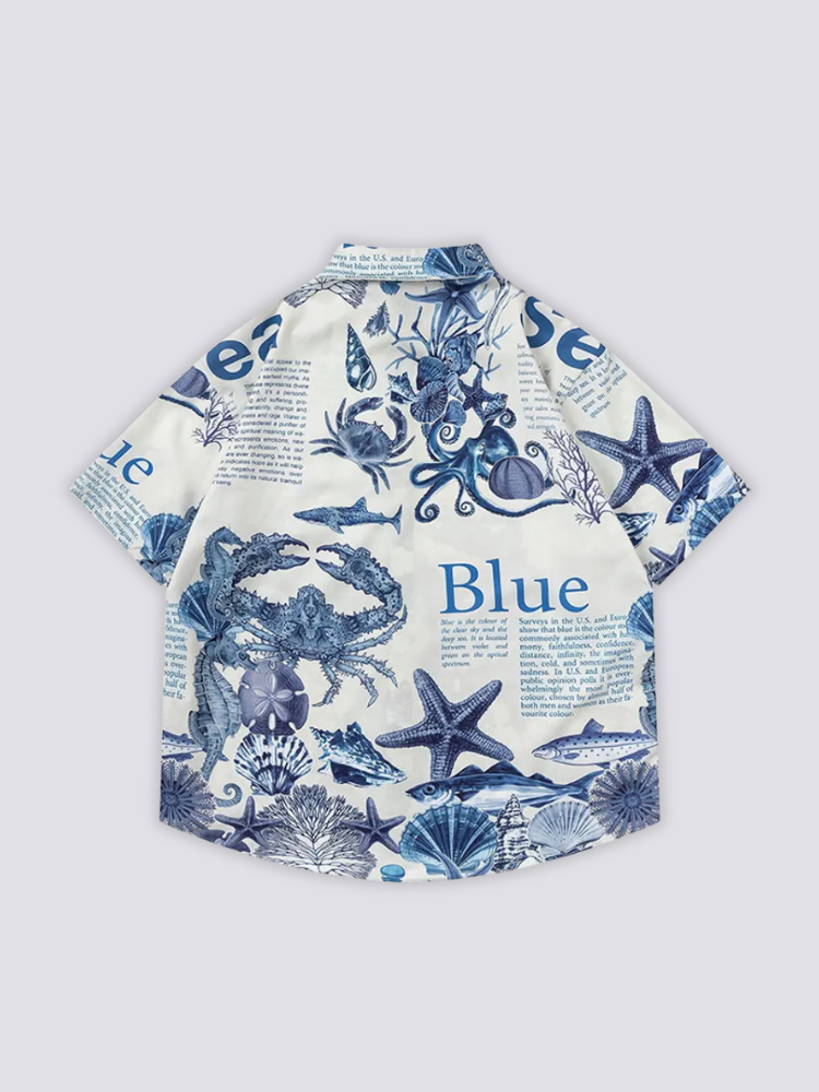 Hemd mit nautischem Print – Langarm, Hemd im japanischen Design