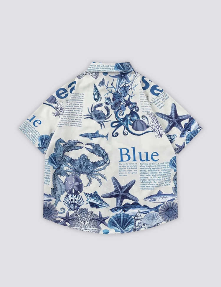Hemd mit nautischem Print – Langarm, Hemd im japanischen Design