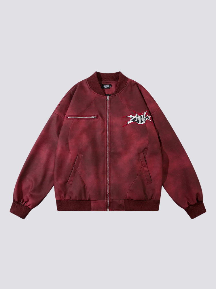 Rote Bomberjacke – bestickt, Bomberjacke im japanischen Design