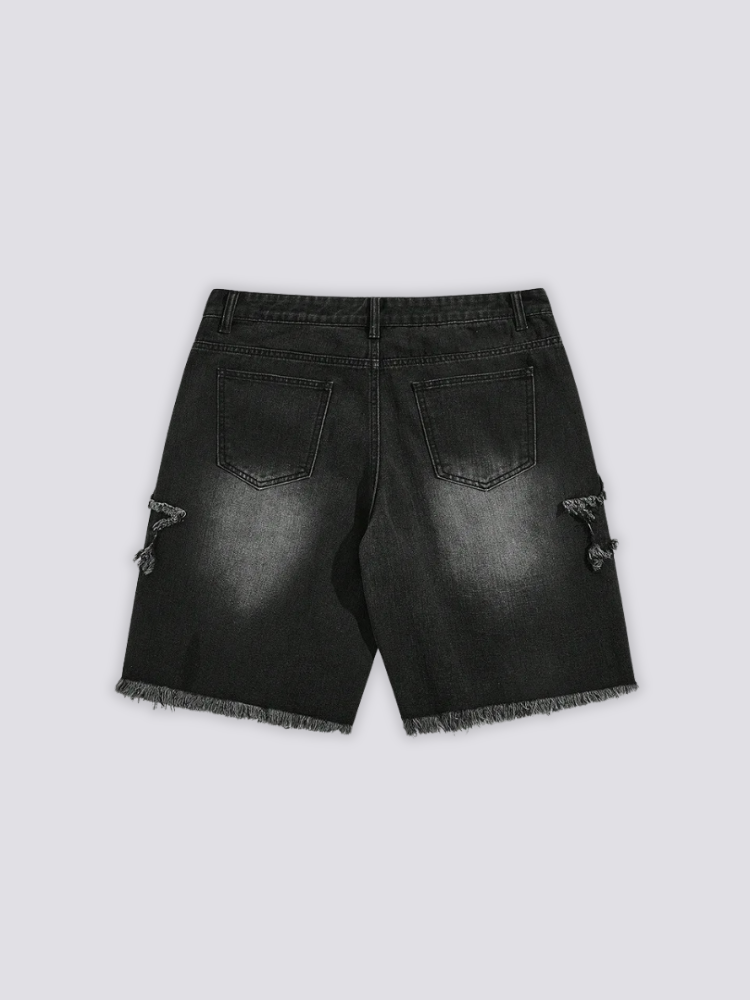 Denim-Shorts mit Stern-Print – kurz, Shorts im japanischen Design