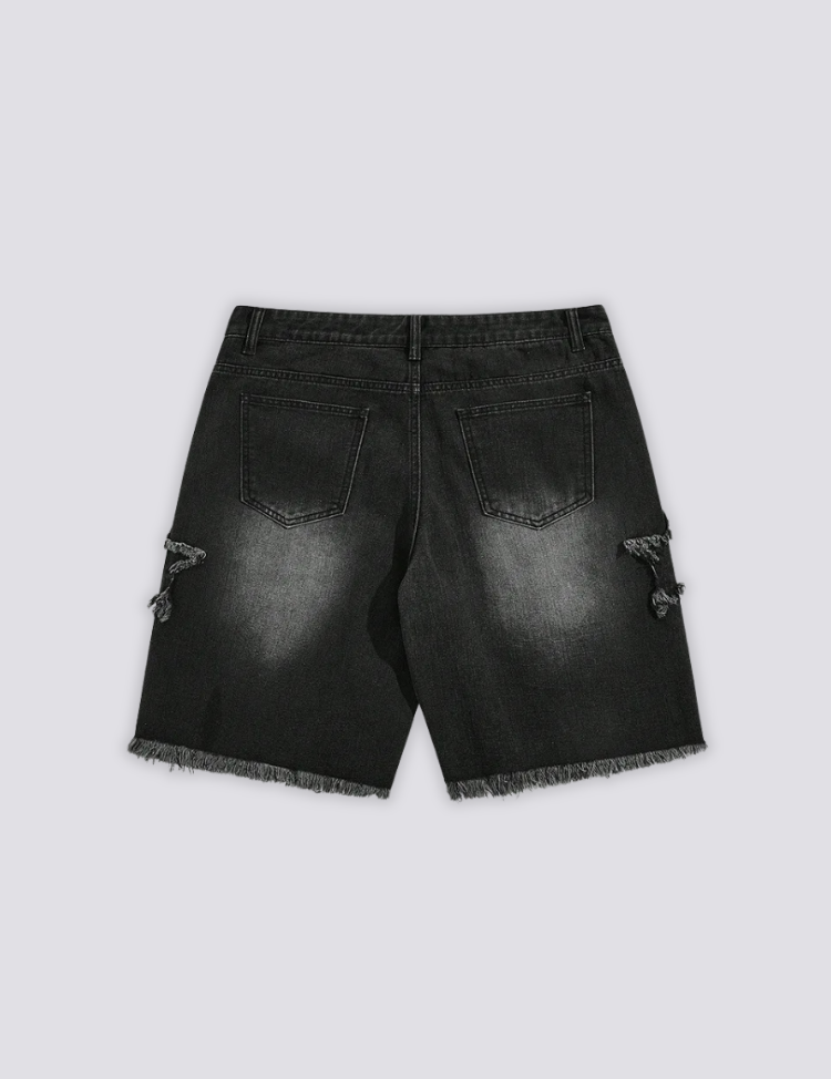 Denim-Shorts mit Stern-Print – kurz, Shorts im japanischen Design
