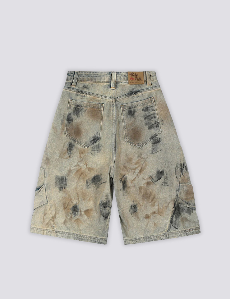 Acid Wash Denim Shorts – kurz, Shorts im japanischen Design