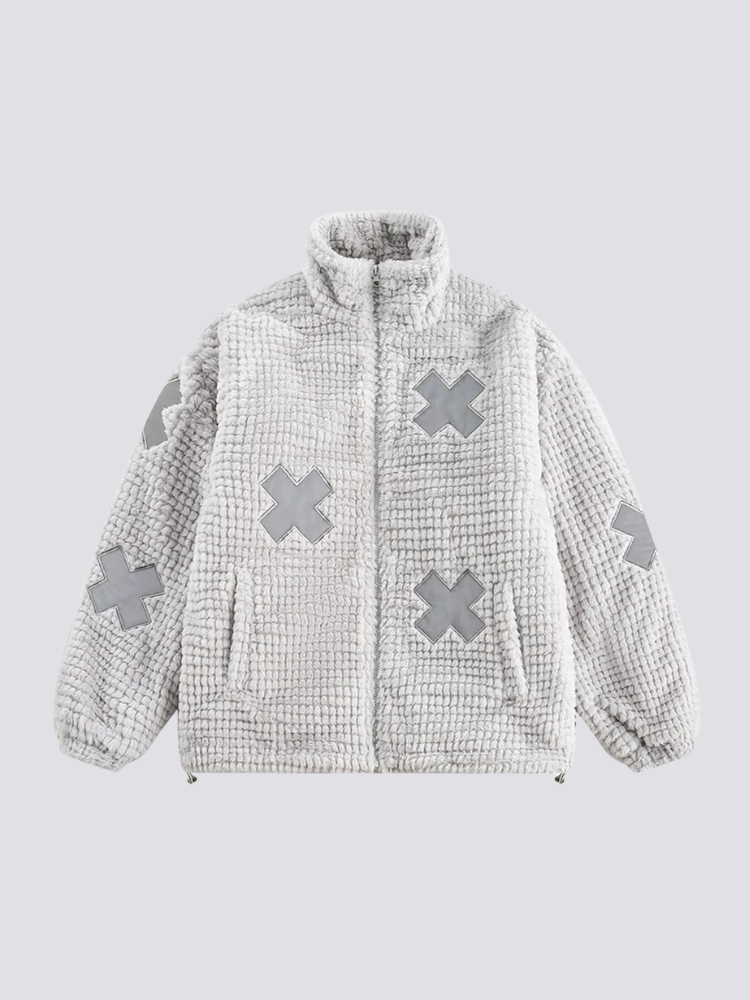 Gemusterte Fleece-Jacke – Sweatshirt im Streetwear-Stil für Herren und Damen