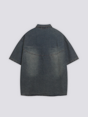 Denim-Hemd in Übergröße – Langarm, Hemd im japanischen Design