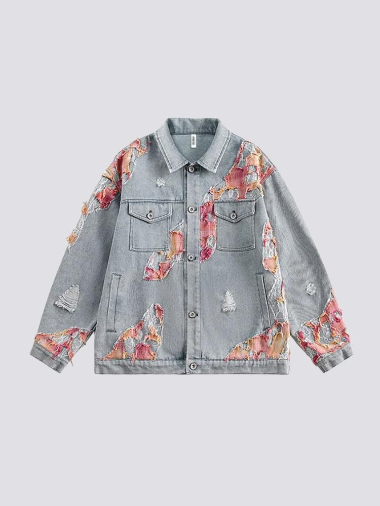 Mit Blumen bestickte Jeansjacke – Bomberjacke im Sukajan-Stil für Herren und Damen