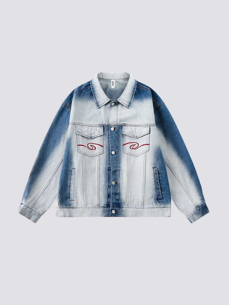 Gewaschene Denim-Jacke – Bomberjacke im Sukajan-Stil für Herren und Damen
