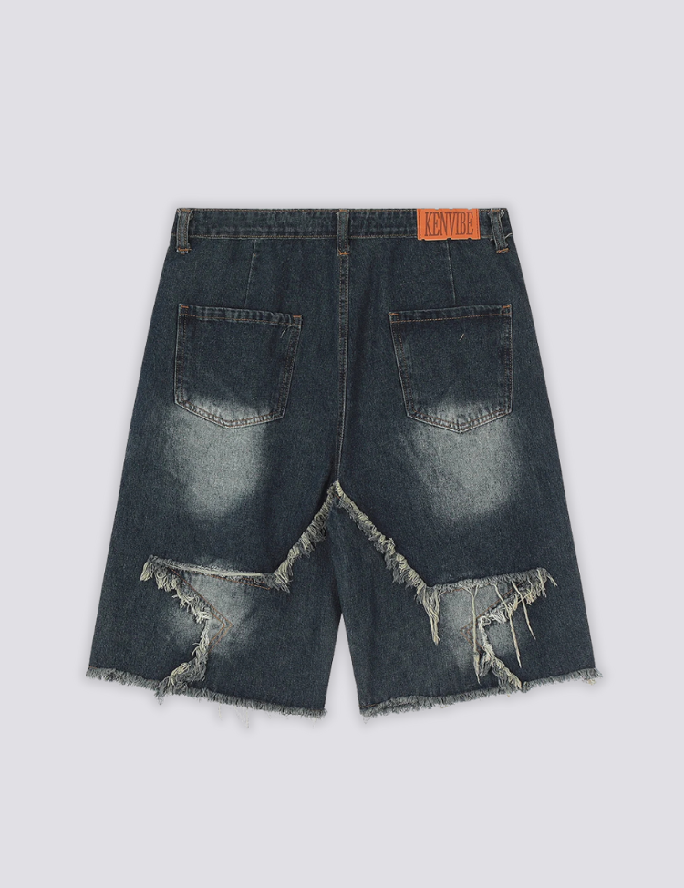 Distressed Denim Shorts – kurz, Shorts im japanischen Design