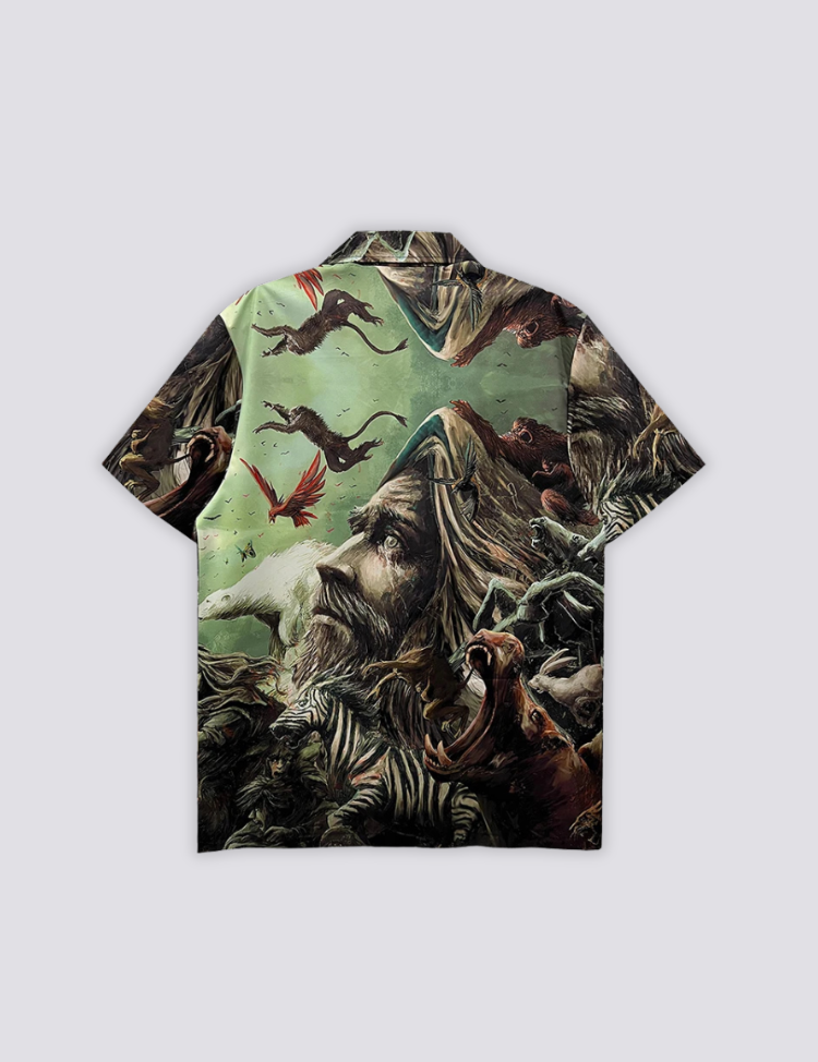 Dschungel-Print-Hemd – Langarm, Hemd im japanischen Design