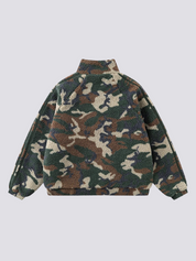 Camouflage Fleece Jacke – Detail: Rundhals, Sweatshirt japanischen Stil
