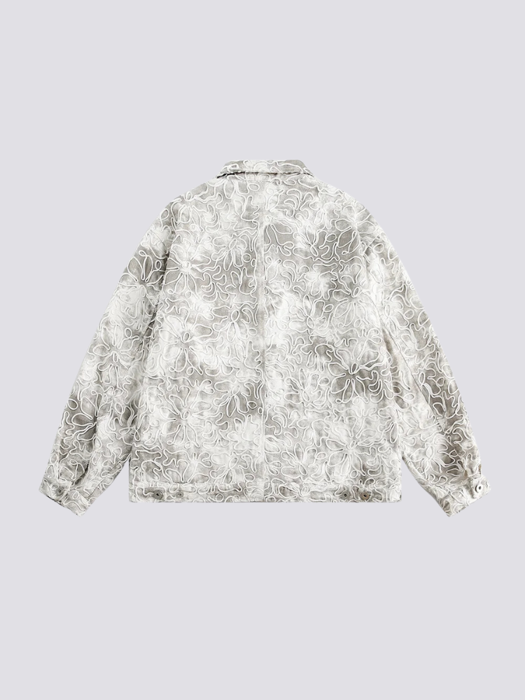 Weiße Denim Jacke – bestickt, Bomberjacke im japanischen Design